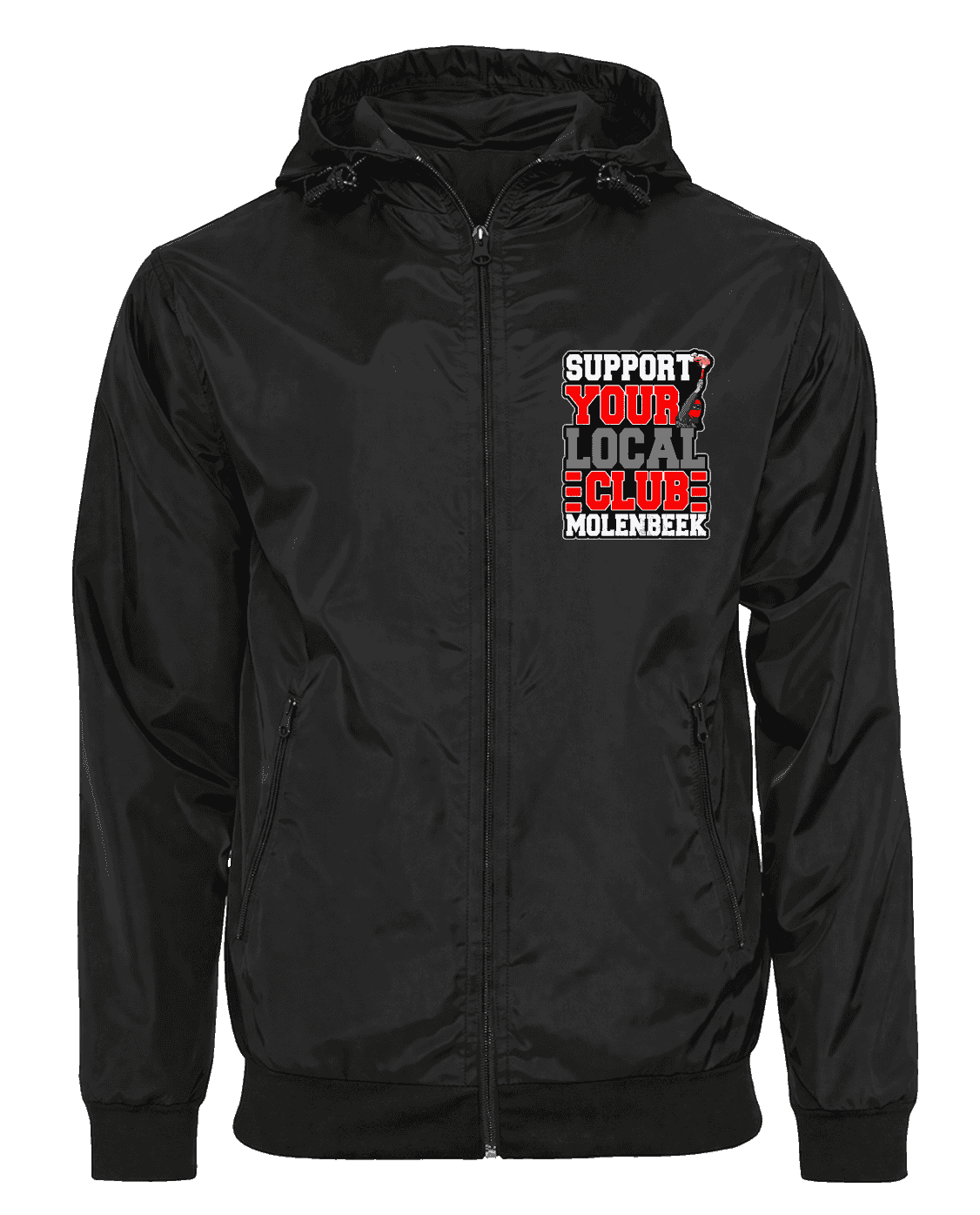 Support your local club Molenbeek Jas met afritsbare bivakmuts