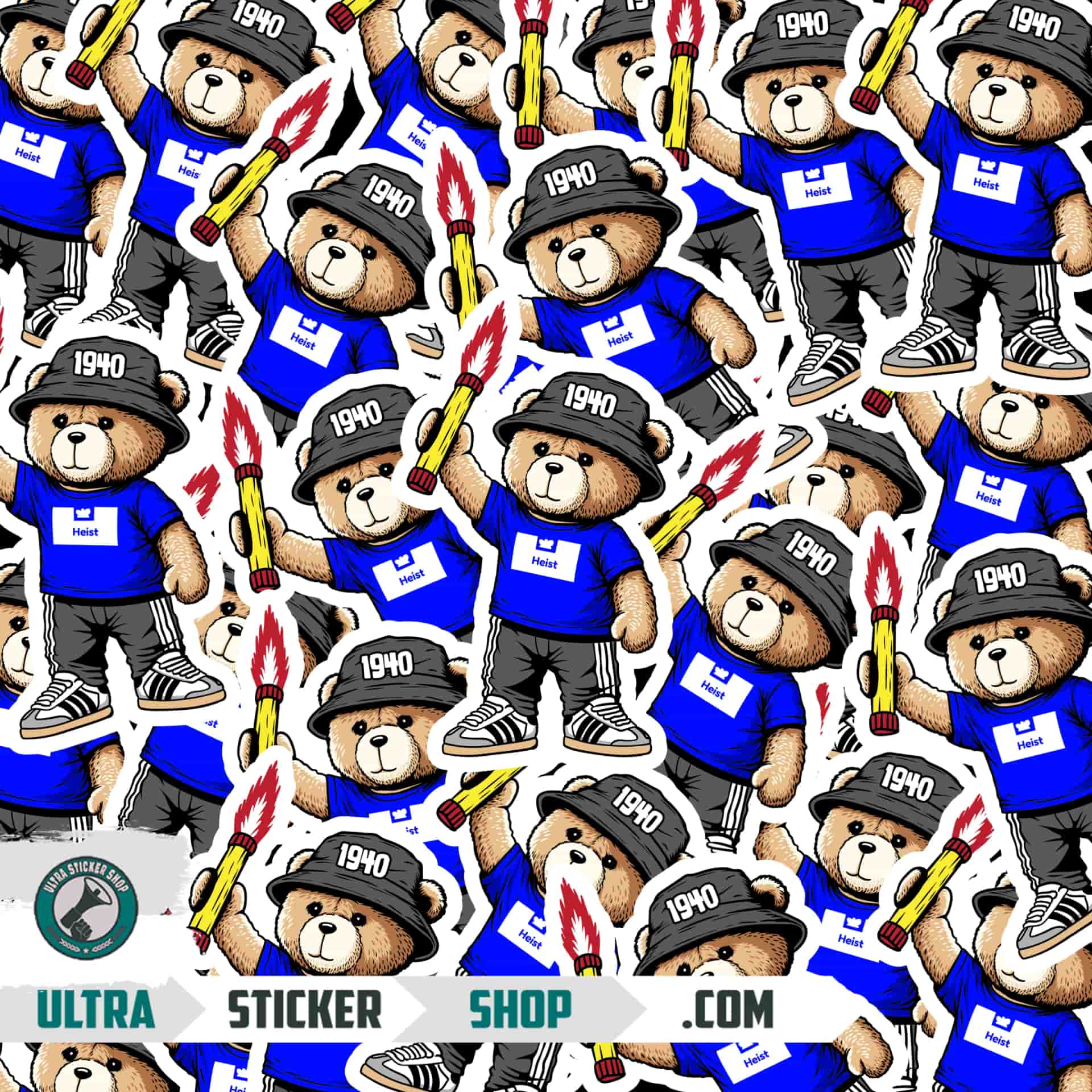 Heist 1940 bear Stickers