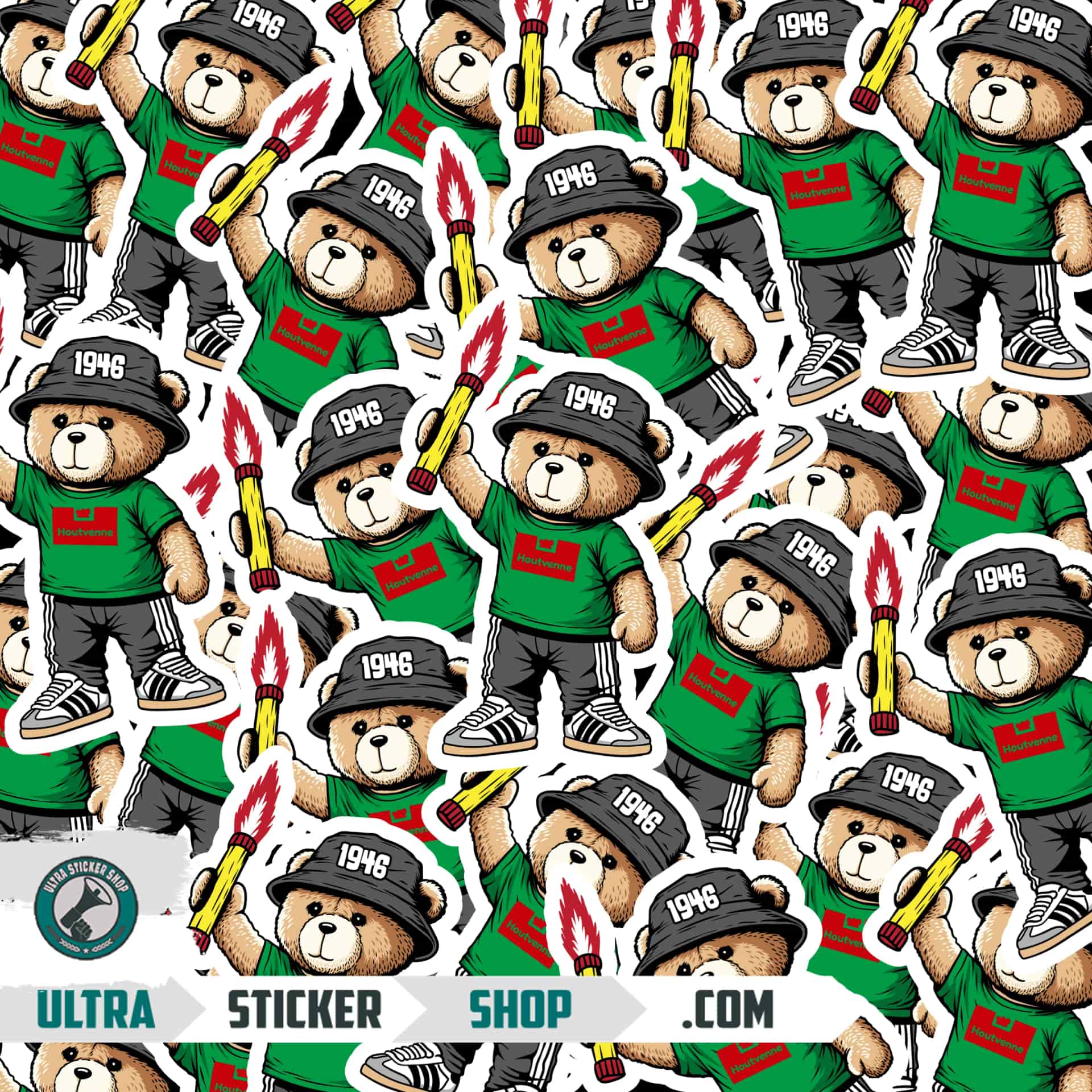 Houtvenne 1946 bear Stickers